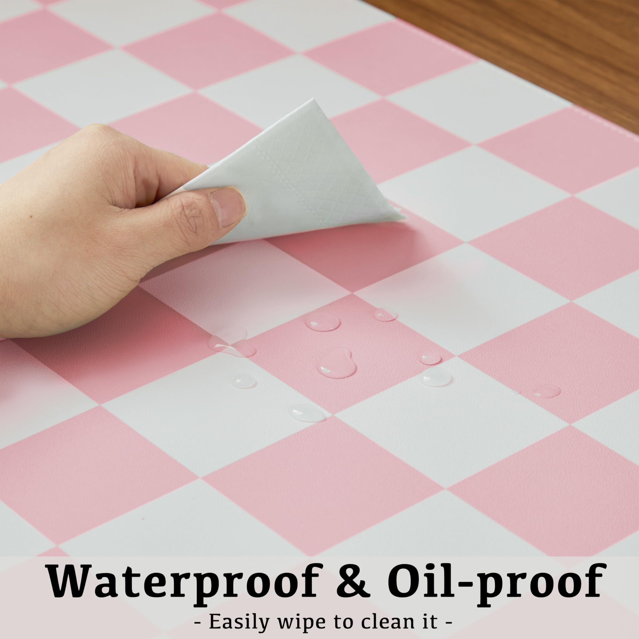 Pink Checkered Desk Mat - 31.5