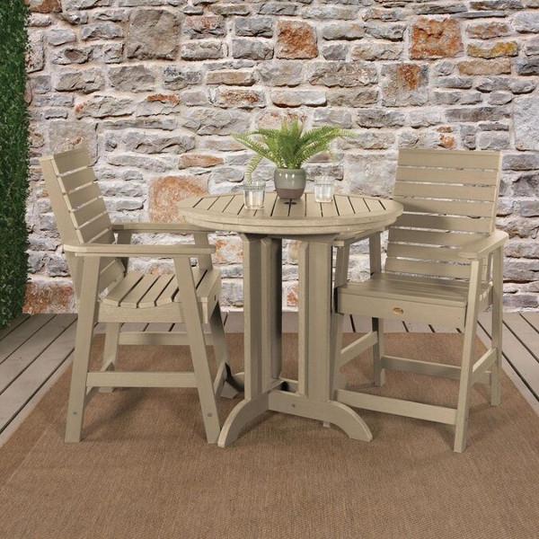 Weather-Resistant 3-Piece Round Counter Height Outdoor Dining Set - Perfect for Patio, Deck, and Backyard Gatherings