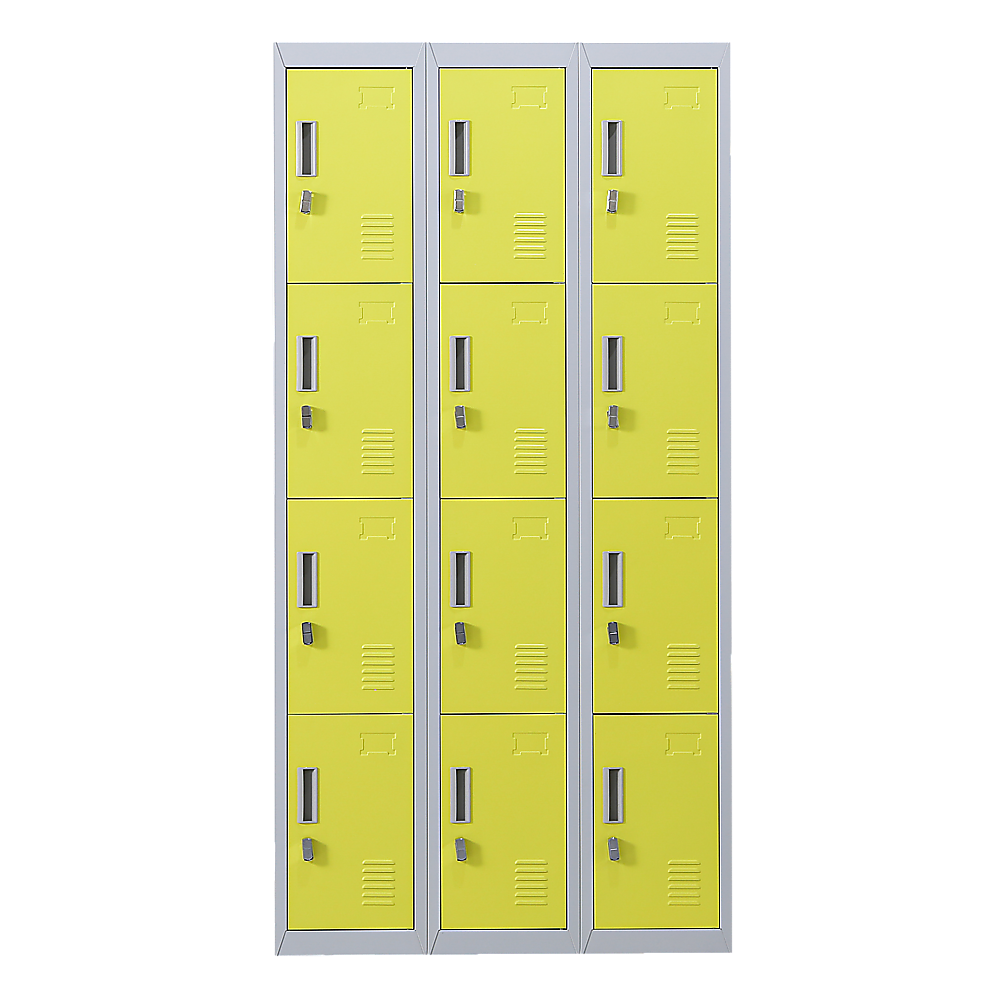 12-Door Locker with Padlock - Heavy Duty Metal Storage Cabinet for Office, Gym, School & Home - Secure Equipment & Personal Belongings Organization (Ideal for Locker Rooms, Employee Storage & Sports Facilities)