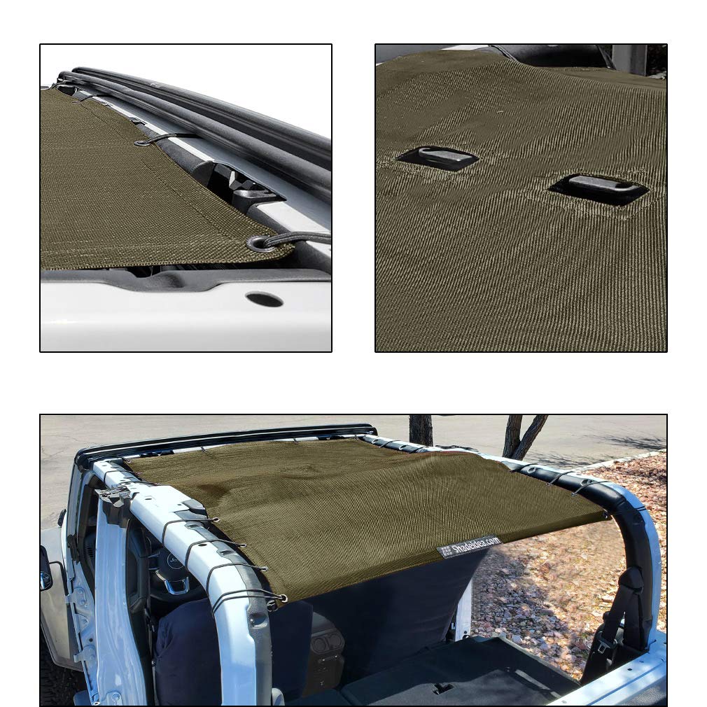 **Shadeidea JT Sun Shade Top for Jeep Gladiator (2018-2023) - Mesh Roof Cover, UV Blocker & Wind Noise Reducer with GrabBag Pouch - Tank Green - Front & Rear - 10-Year Warranty - Perfect for Off-Roading & Summer Adventures**