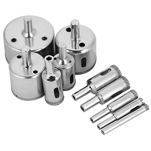 Diamond Hole Saw Set - 10pcs Diamond Coated Drill Bits (6-50mm) for Marble, Ceramic, Tile & Glass - Core Drill Bits for Professional & DIY Projects