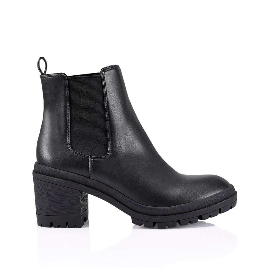 Georgia Chunky Combat Boots for Women - Black Smooth Leather Ankle Boots for Punk, Gothic & Streetwear Fashion | Perfect for Daily Wear, Concerts & Outdoor Adventures