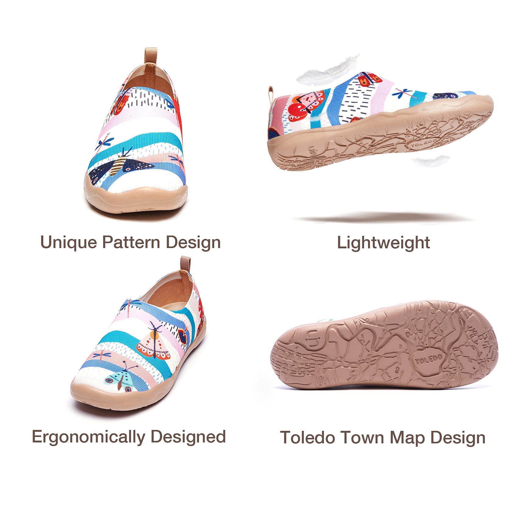 UIN Women's Slip On Sneakers - Casual Knit Loafers with Artistic Painting | Comfortable Soft Walking Shoes for Women | Perfect for Work, Travel & Everyday Wear