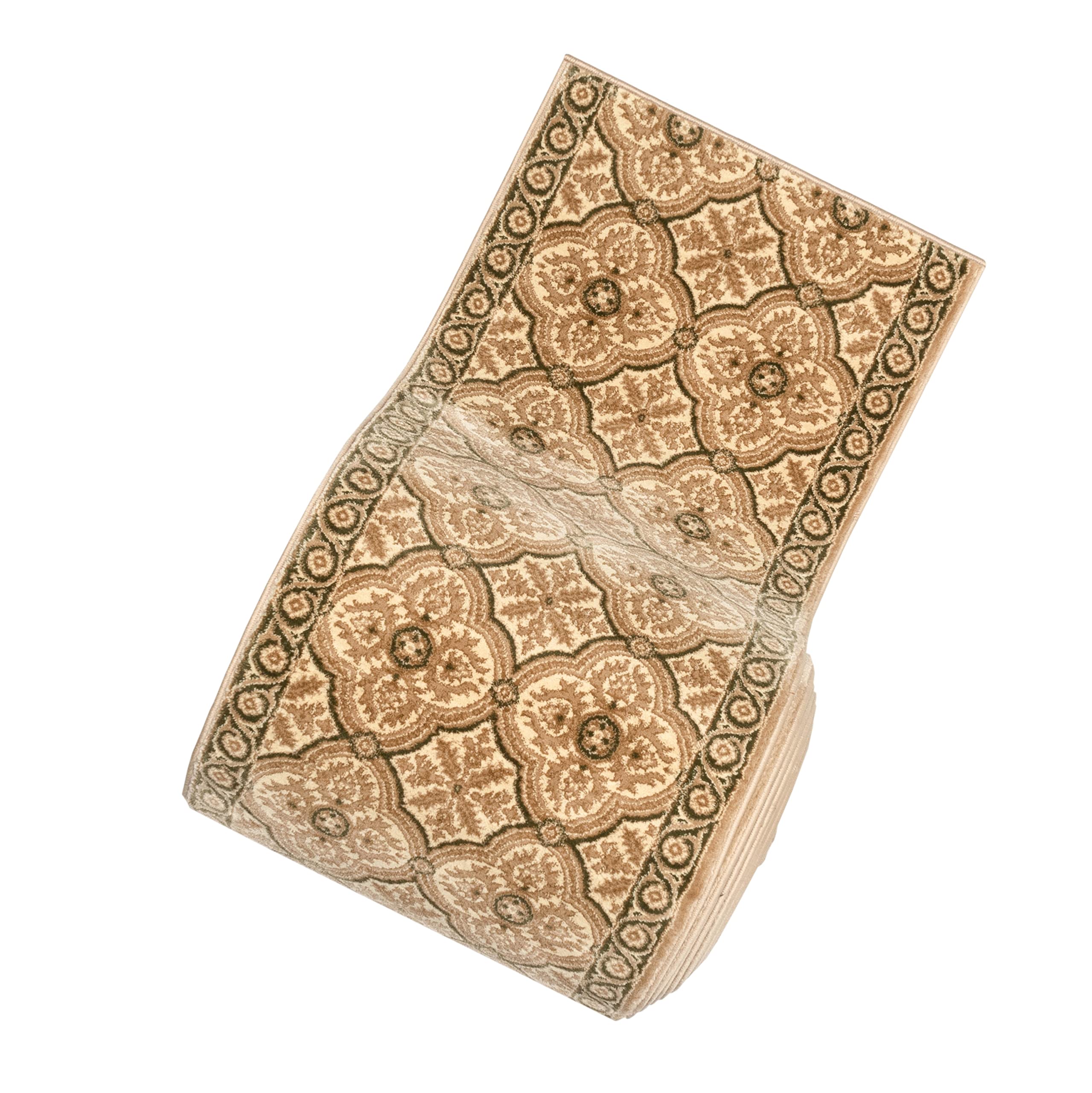 Well Woven Custom Size Runner Rug - Silas Beige Quatrefoil Pattern 27