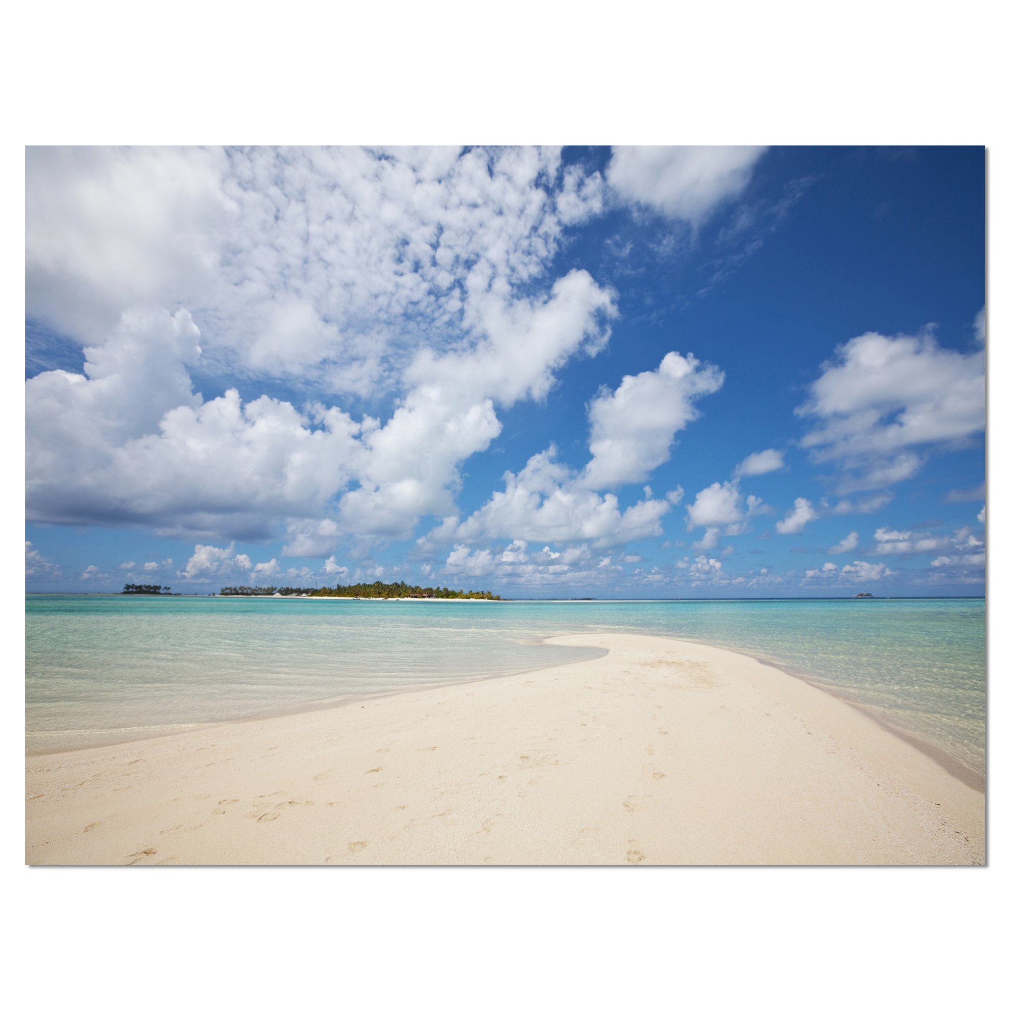 Extra Large Serene Maldives Beach Seascape Art Canvas Print - Tropical Ocean Wall Decor for Living Room, Bedroom & Office