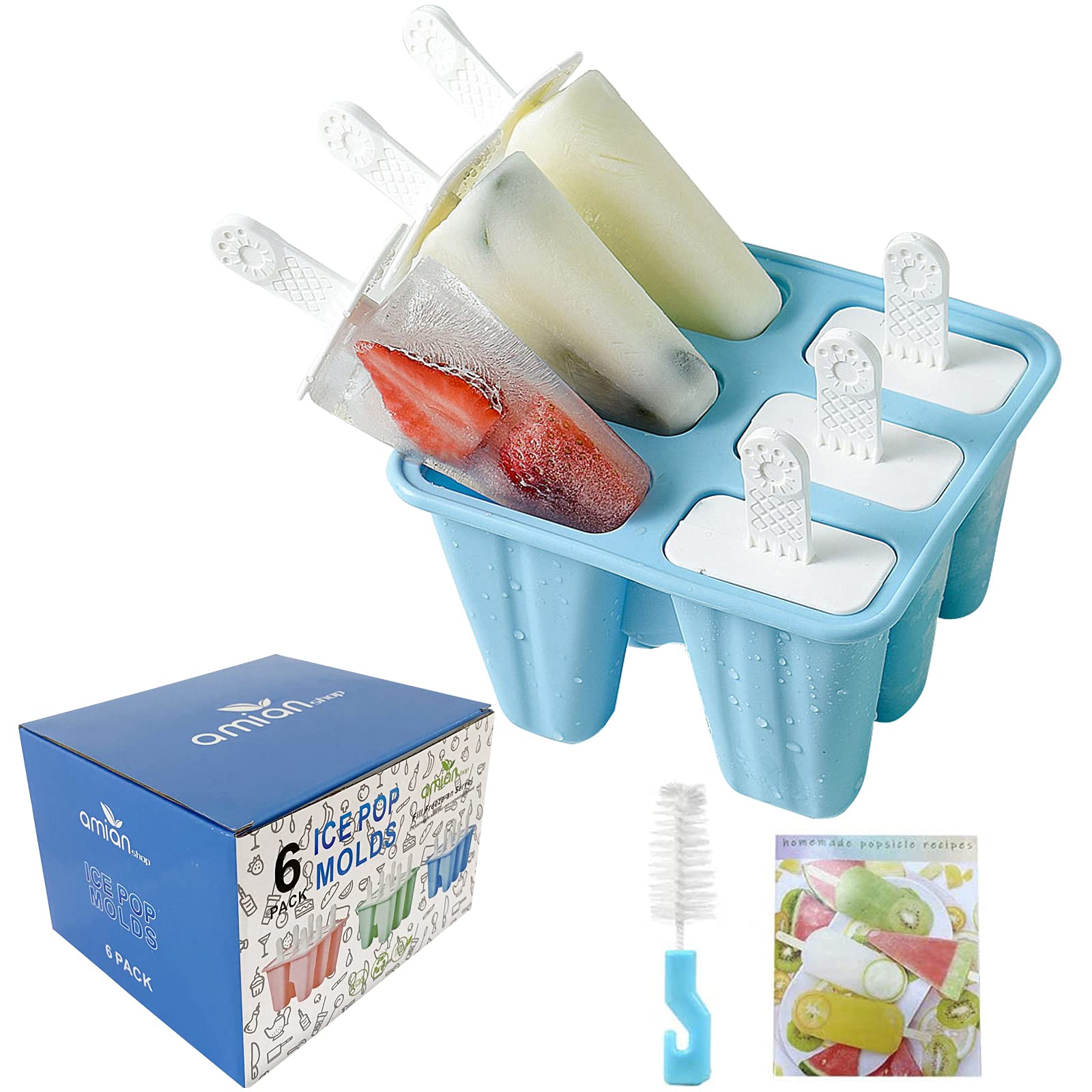 6-Piece Silicone Popsicle Molds Set - BPA Free, Reusable & Easy Release Ice Pop Maker for Homemade Frozen Treats - Perfect for Summer Parties, Kids Snacks & Healthy Desserts