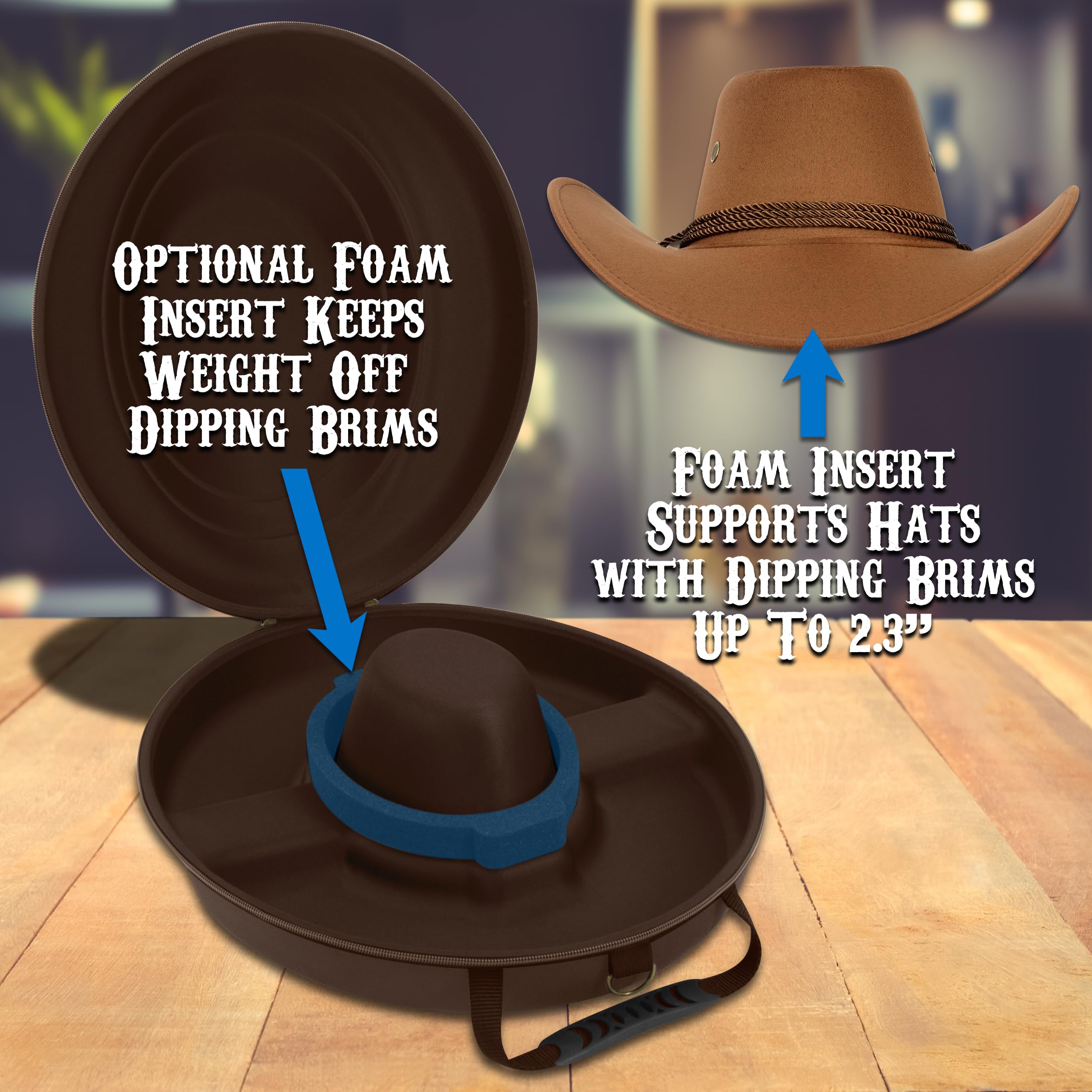 CASEMATIX Cowboy Hat Box - Hard Shell Portable Storage Case for Brims Up to 4.75