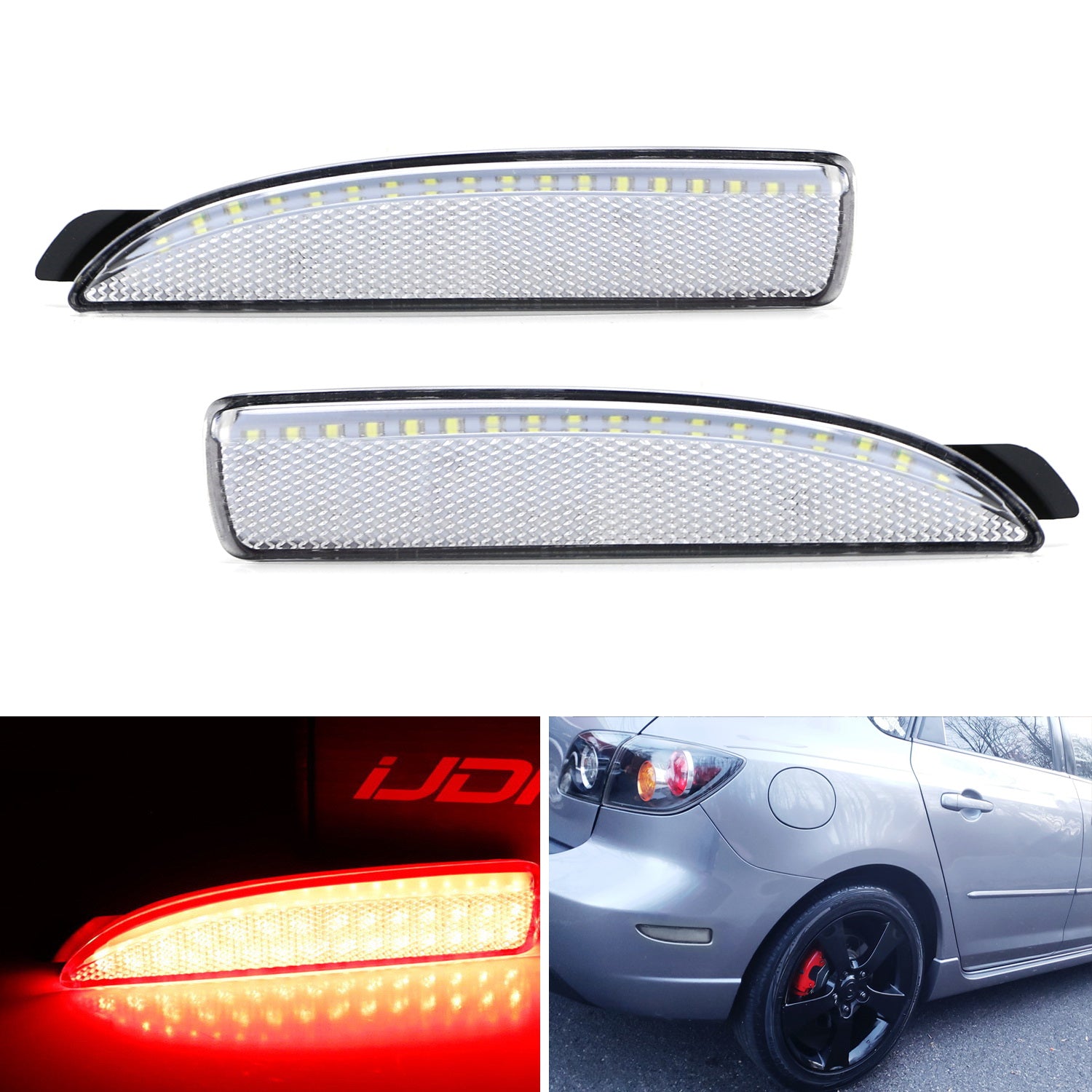 2004-2008 Mazda 3 Sedan Clear Lens 90 SMD LED Side Marker Light Assembly - Bright Amber Turn Signal Lights for Enhanced Visibility & Safety (Perfect for Night Driving & Custom Car Mods)
