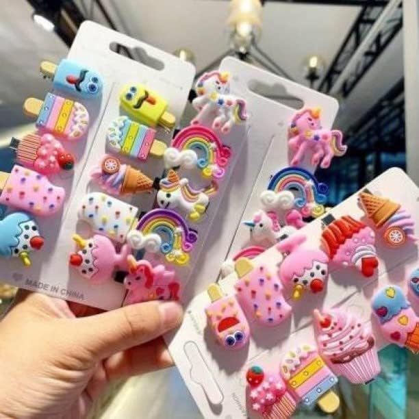 20pcs Rainbow Unicorn Ice Cream Hair Clips Set for Girls - Cute Toddler Hair Accessories Barrettes for Kids - Perfect for Birthday Parties, School, and Daily Wear