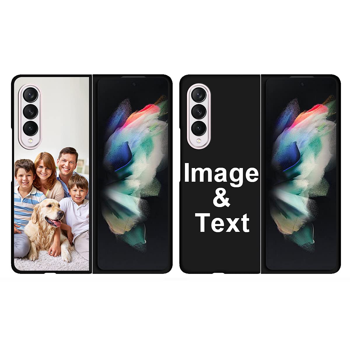 Custom Galaxy Z Fold 3 Phone Case with Photo - Personalized Picture Shockproof Silicone Cover, Soft Candy Design Protective Case for Christmas Birthday Thanksgiving Gifts - Perfect for Travel, Work & Everyday Use (Black)