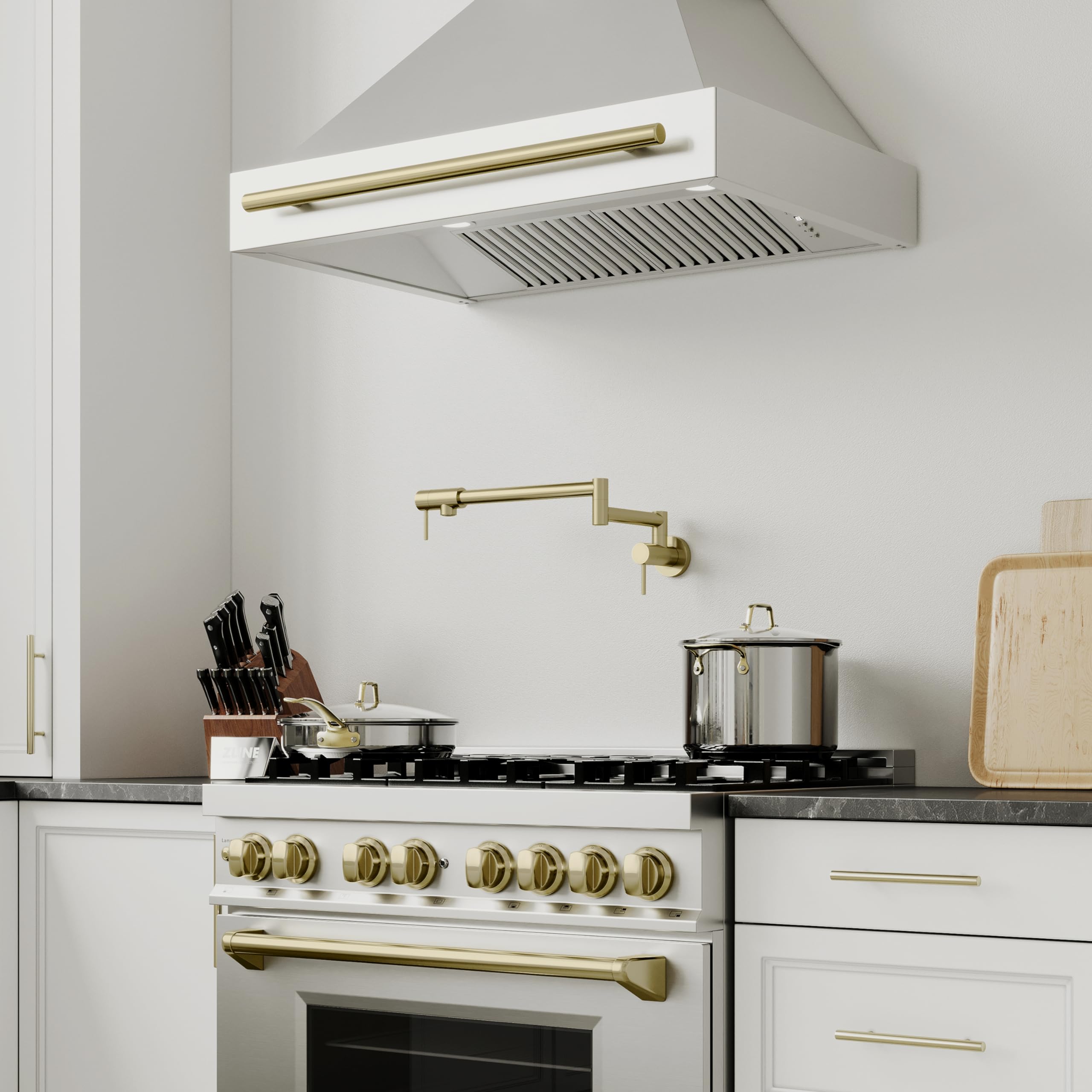 ZLINE Autograph Edition Gemini Pot Filler in Champagne Bronze - Wall Mounted Kitchen Faucet for Cooking & Filling Pots - Perfect for Home Chefs & Modern Kitchens (GEM-FPF-CB)