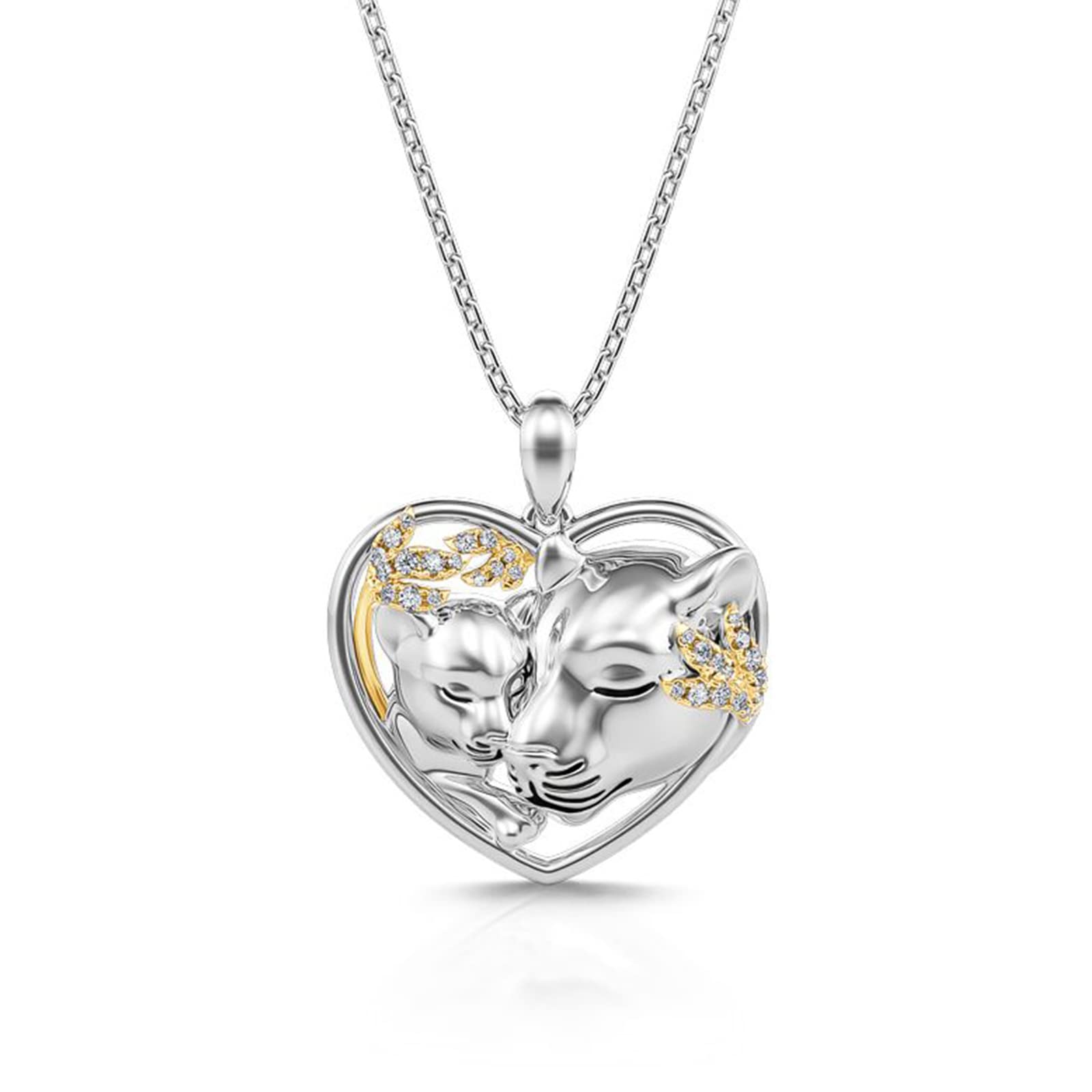 Jeulia Sterling Silver Necklace for Women - Elephant & Heart Pendant with Round Cut Crystal, Mother Daughter Jewelry Gift for Mom, Birthday, Anniversary, Wedding, Mother's Day (with Gift Box) - Perfect for Everyday Wear, Special Occasions & Sentimental Gifts