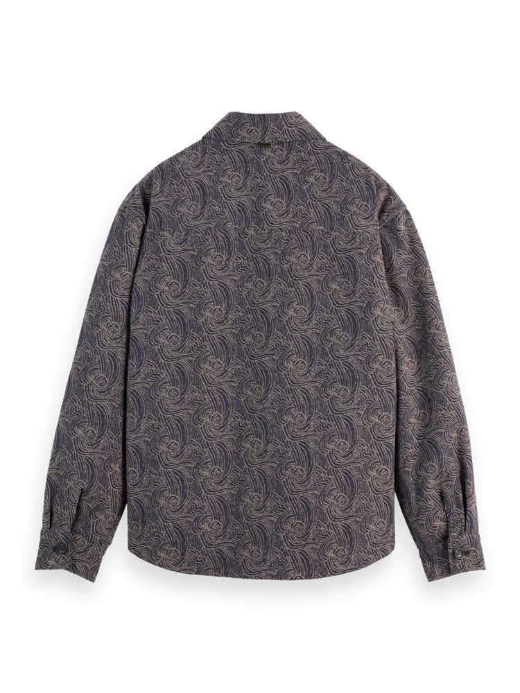 SCOTCH AND SODA Jacquard Wool Blend Overshirt for Men | Stylish Casual Jacket for Fall & Winter | Perfect for Office, Travel and Outdoor Activities