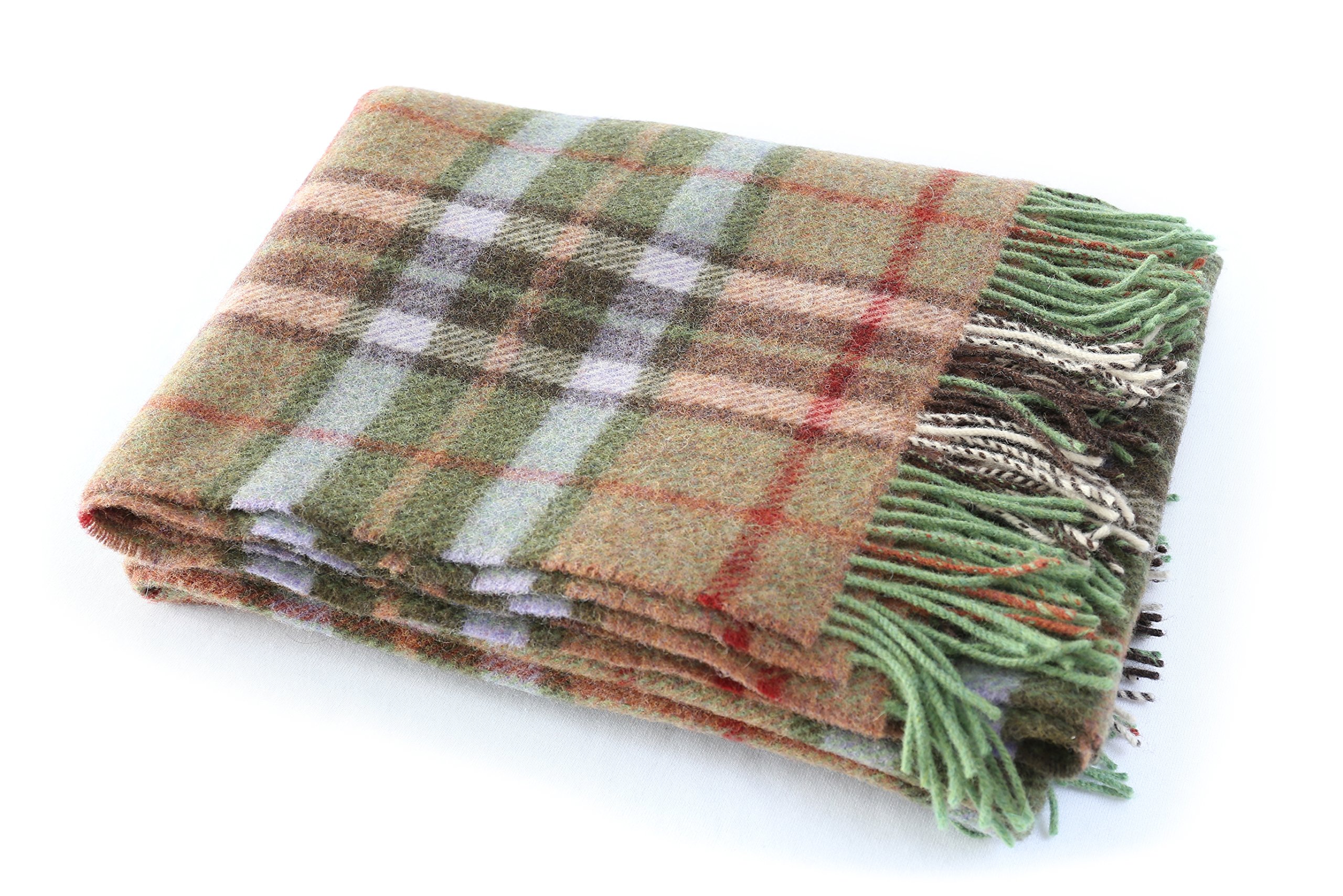 Authentic Irish 100% Wool Throw Blanket - Traditional Plaid Print, Ultra Soft & Warm Heirloom Quality Lambswool - Imported from Ireland - 54