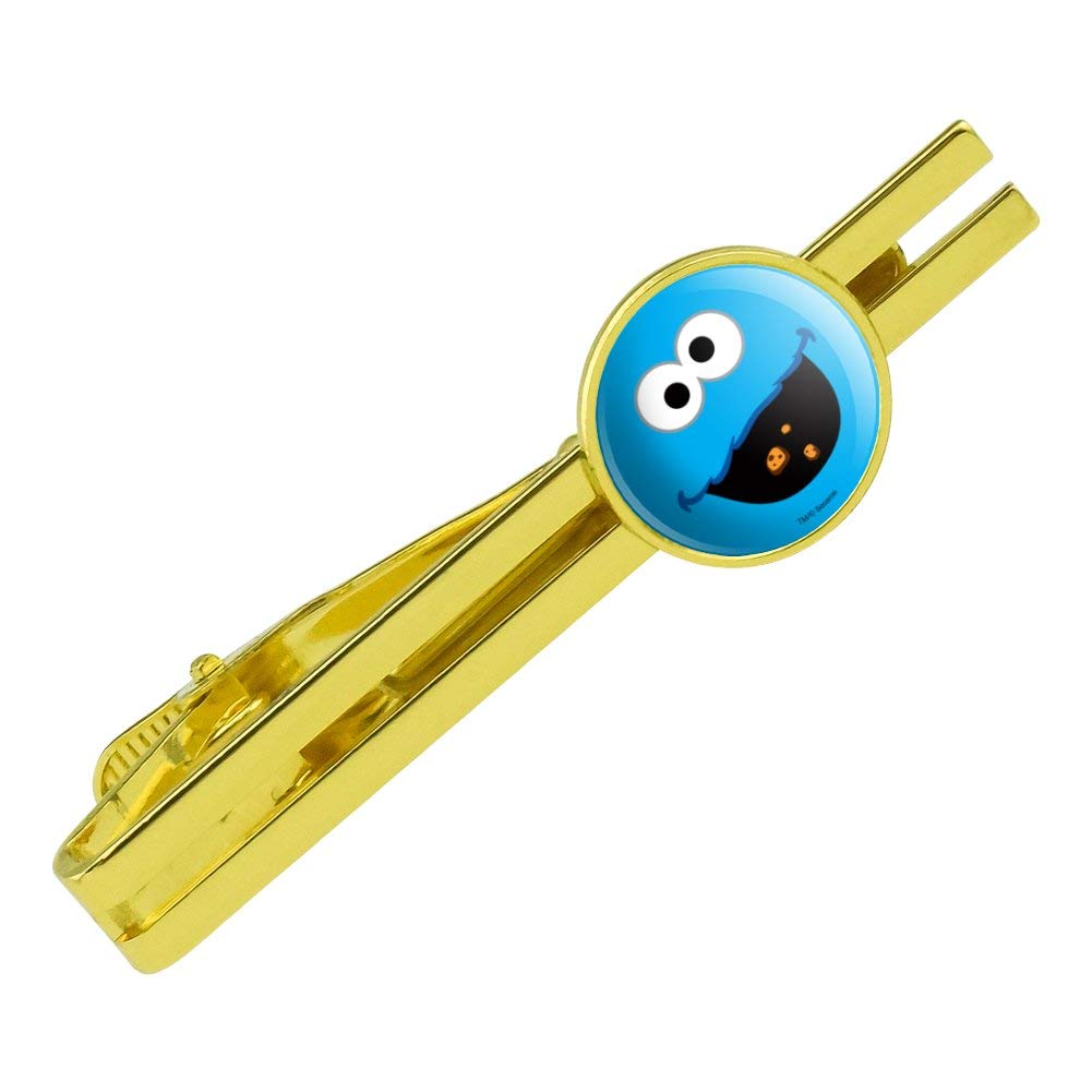 Sesame Street Cookie Monster Gold Plated Tie Bar Clip - Fun Novelty Tie Tack for Costume Parties, Cosplay & Themed Events