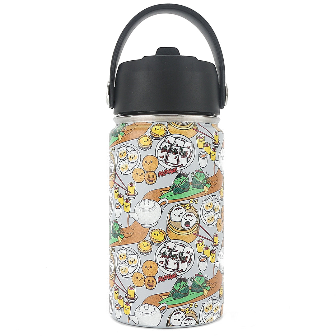 12oz Insulated Water Bottle - Keeps Drinks Hot/Cold for 24 Hours, Leak-Proof, BPA-Free, Perfect for Hiking, Gym & Office - Dim Sum Grey