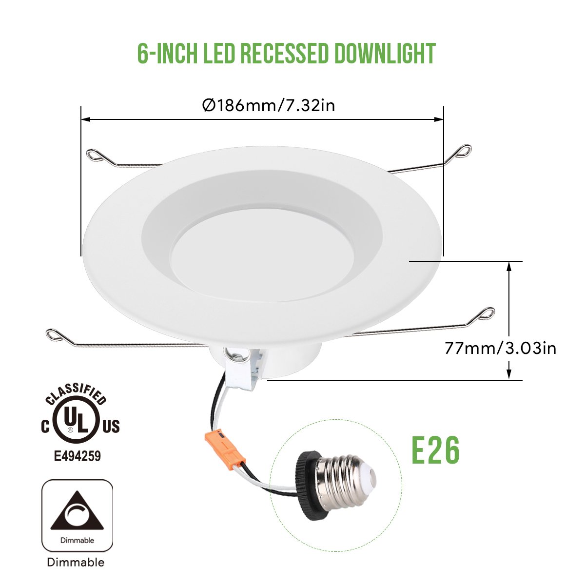 Lighting EVER 8 Pack LED Recessed Ceiling Lights, Warm White 3000K, Dimmable Downlights for Kitchen, Living Room & Bedroom Lighting