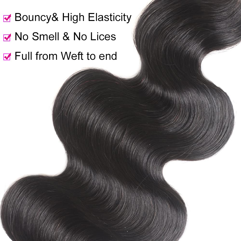 100% Unprocessed Brazilian Body Wave Human Hair Bundle - 28 Inch Natural Black Color for Weaving & Styling | Perfect for Extensions, Wigs & Everyday Hairstyles