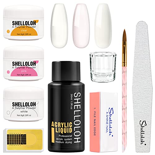 **Beginner Acrylic Nail Kit – Clear, Pink & White Acrylic Powder with Monomer Liquid Set for Nail Extensions, 3D Carving & Nail Art | Professional Manicure Tools with Brush & Nail Forms | Perfect for Home Salon & DIY Nail Designs**