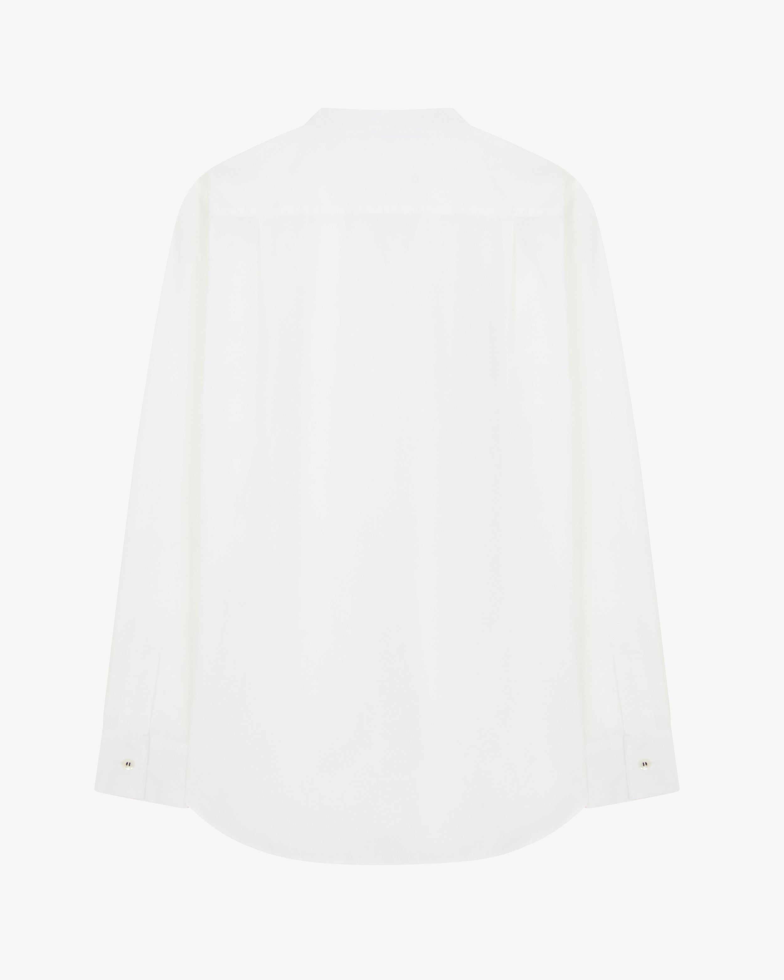 Stylish Collarless Shirt with Side Slit - White Women's Fashion Top for Casual Wear & Office Outfits