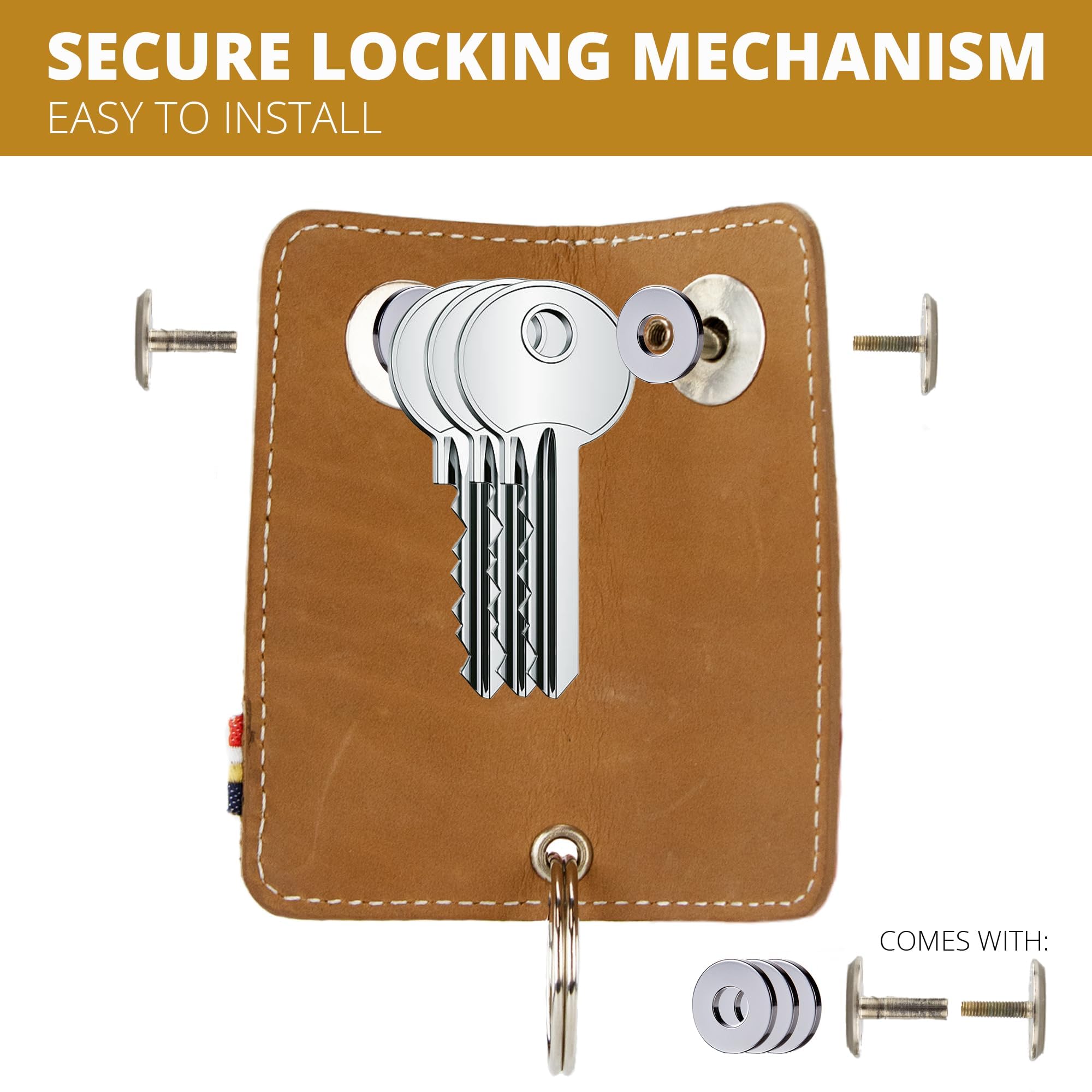 GARZINI Genuine Leather Key Organizer - Compact Key Holder with Keychain for Up to 7 Keys, Car Key Holder - Perfect for Home, Office & Travel Organization