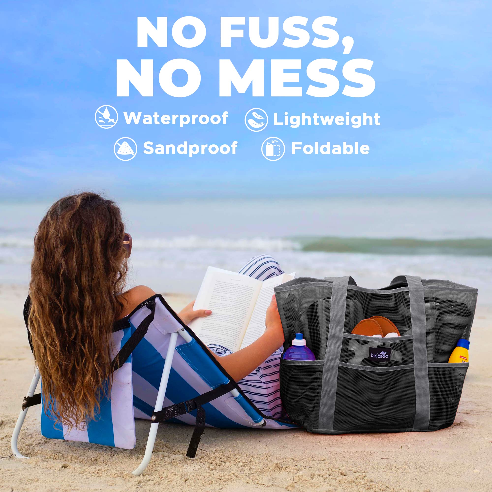 Mesh Sand-Free Beach Bag - Durable Lightweight Storage for Beach Vacations, Pool, Travel & Outdoor Essentials | Water-Resistant & Spacious
