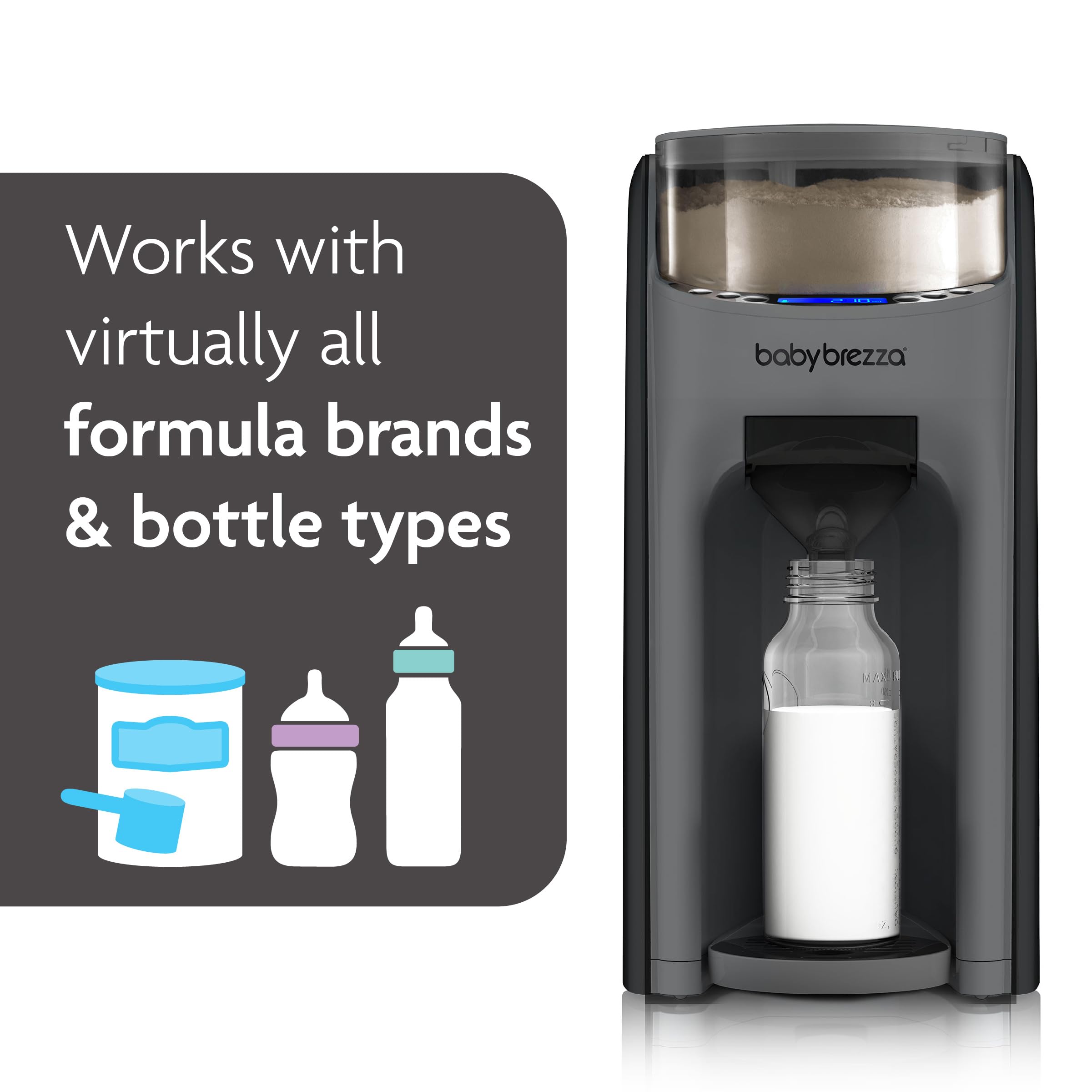 Baby Brezza Formula Pro Advanced Formula Dispenser Machine - Automatic Warm Baby Bottle Maker with Powder Mixing Technology (Charcoal) - Perfect for Late Night Feedings & On-the-Go Parents