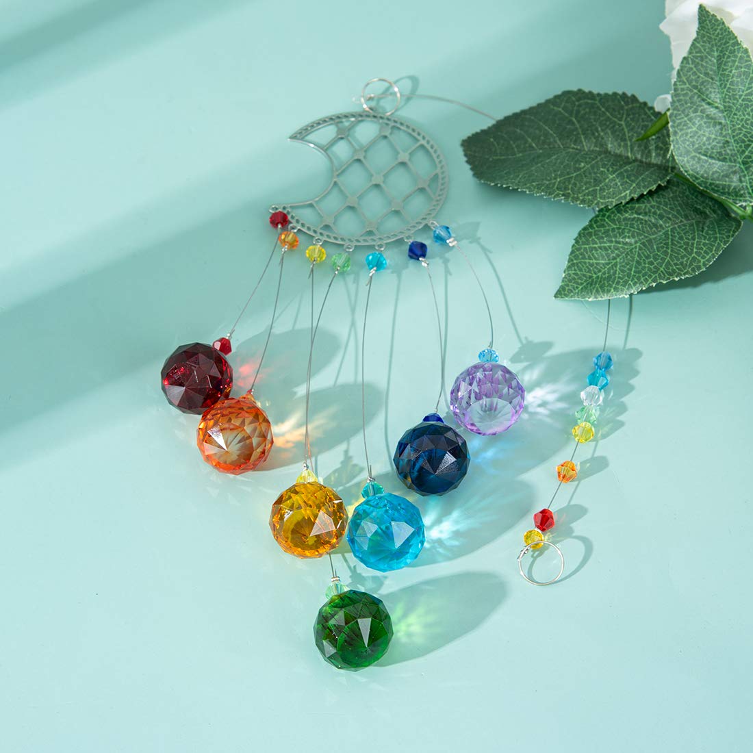 Moon Chakra Crystal Ball Suncatcher - Rainbow Maker for Windows, Home & Garden Decor - Perfect for Wedding, Meditation & Spiritual Healing Spaces
