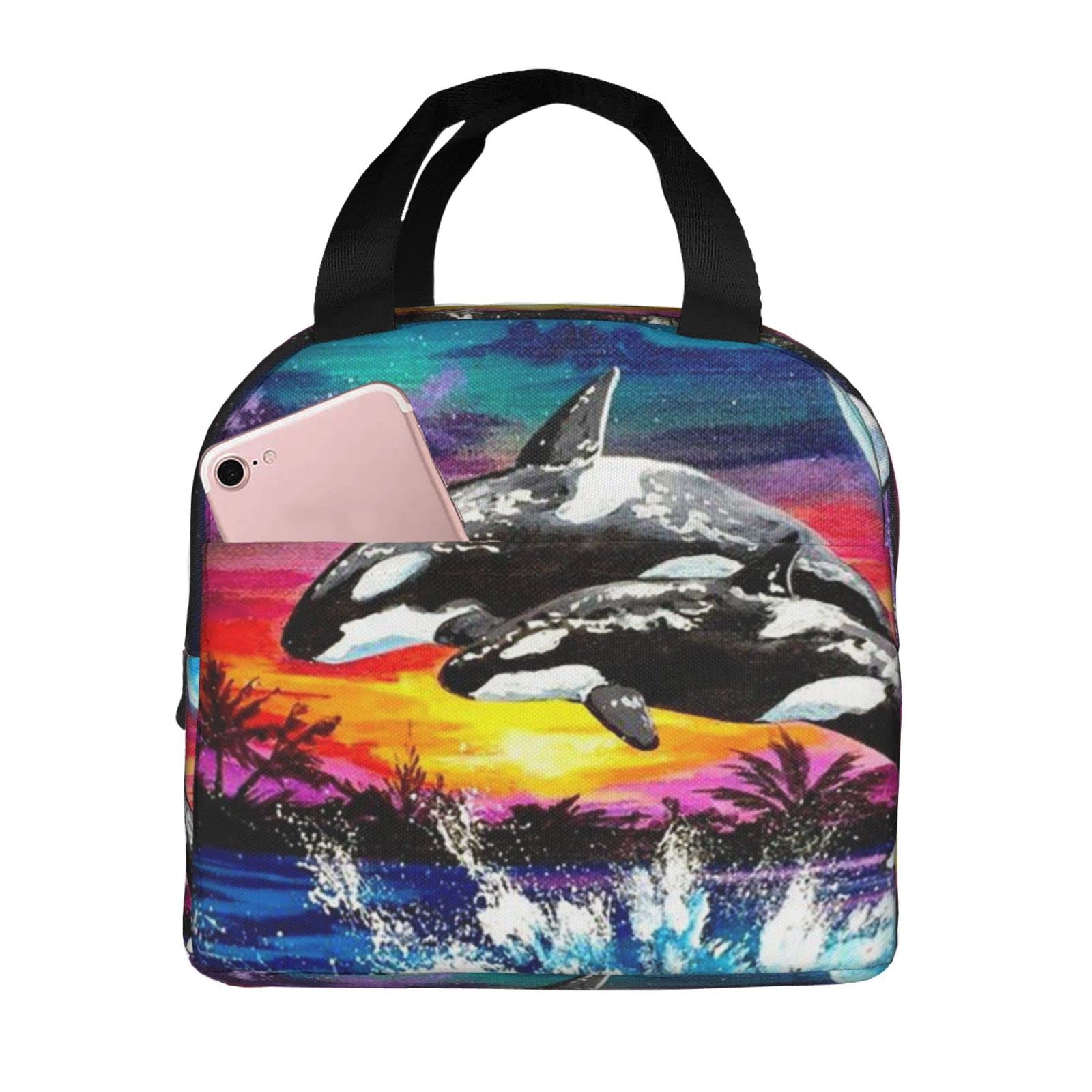 Insulated Lunch Bag for Women - Mystic Killer Whale Art Tote Lunch Box for Work, School & Picnics | Reusable & Leakproof Food Container