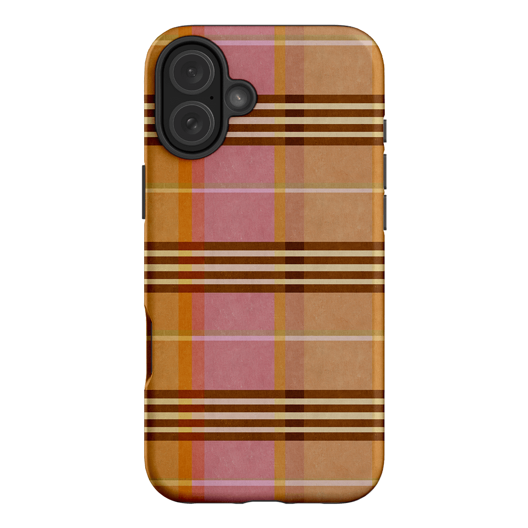 Peachy Plaid Phone Case for iPhone 15/14/13/12/11 Pro Max - Cute Tartan Pattern Protective Cover with Shockproof Design - Perfect for Everyday Use, Travel & Fashion Accessories