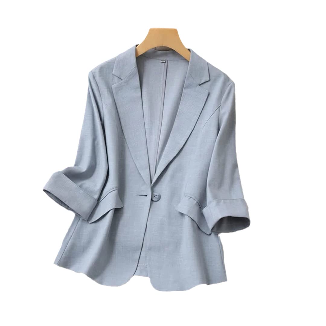 Korean Style Professional Wear Thin Three-Quarter Sleeve Suit Jacket for Women - Spring/Summer Office Blazer, Business Casual Outfits & Formal Work Attire
