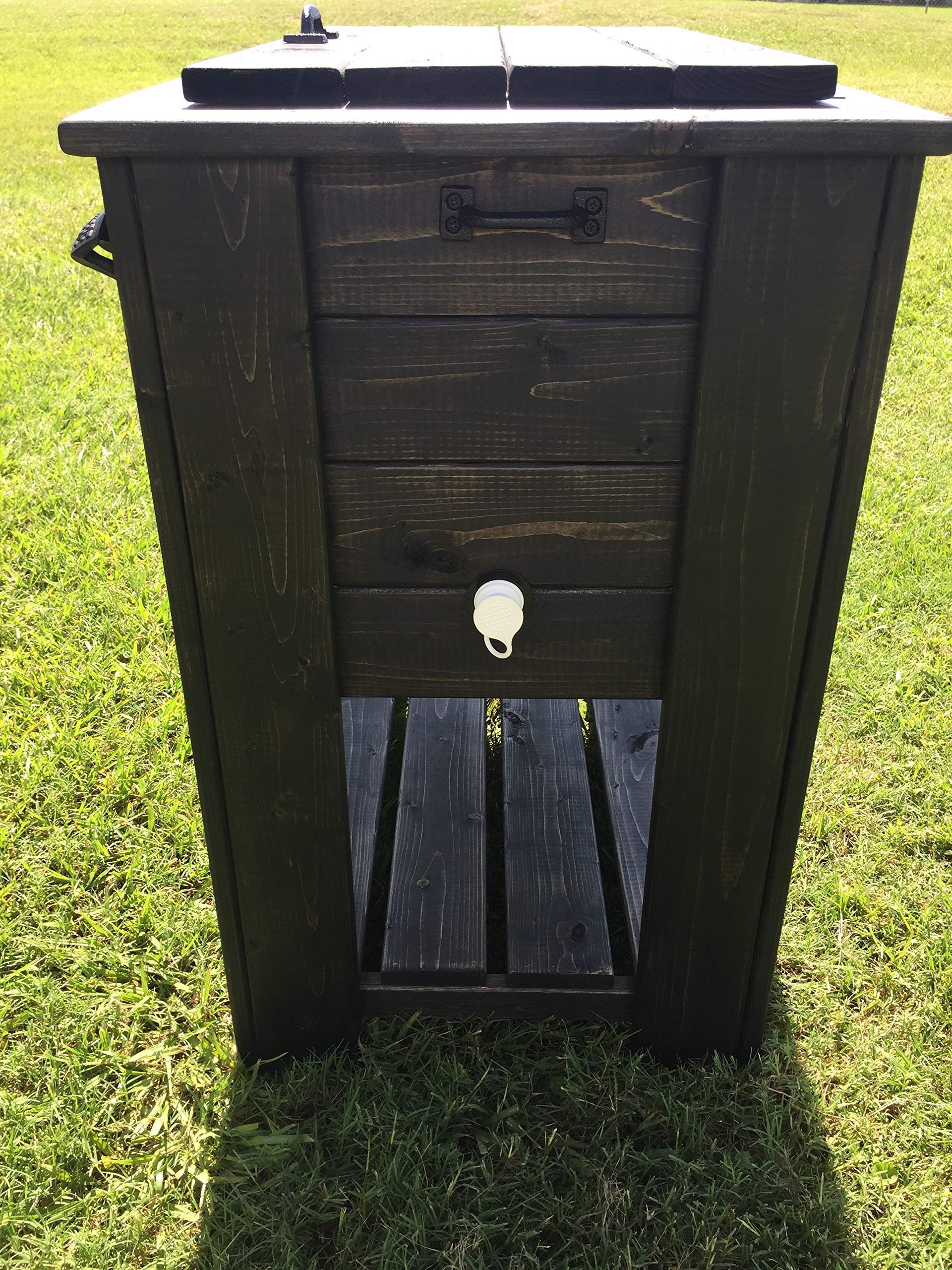 Ebony Stained Wood Cooler Stand with Shelf - Durable Outdoor Drink Holder for Picnics, BBQs, and Backyard Parties