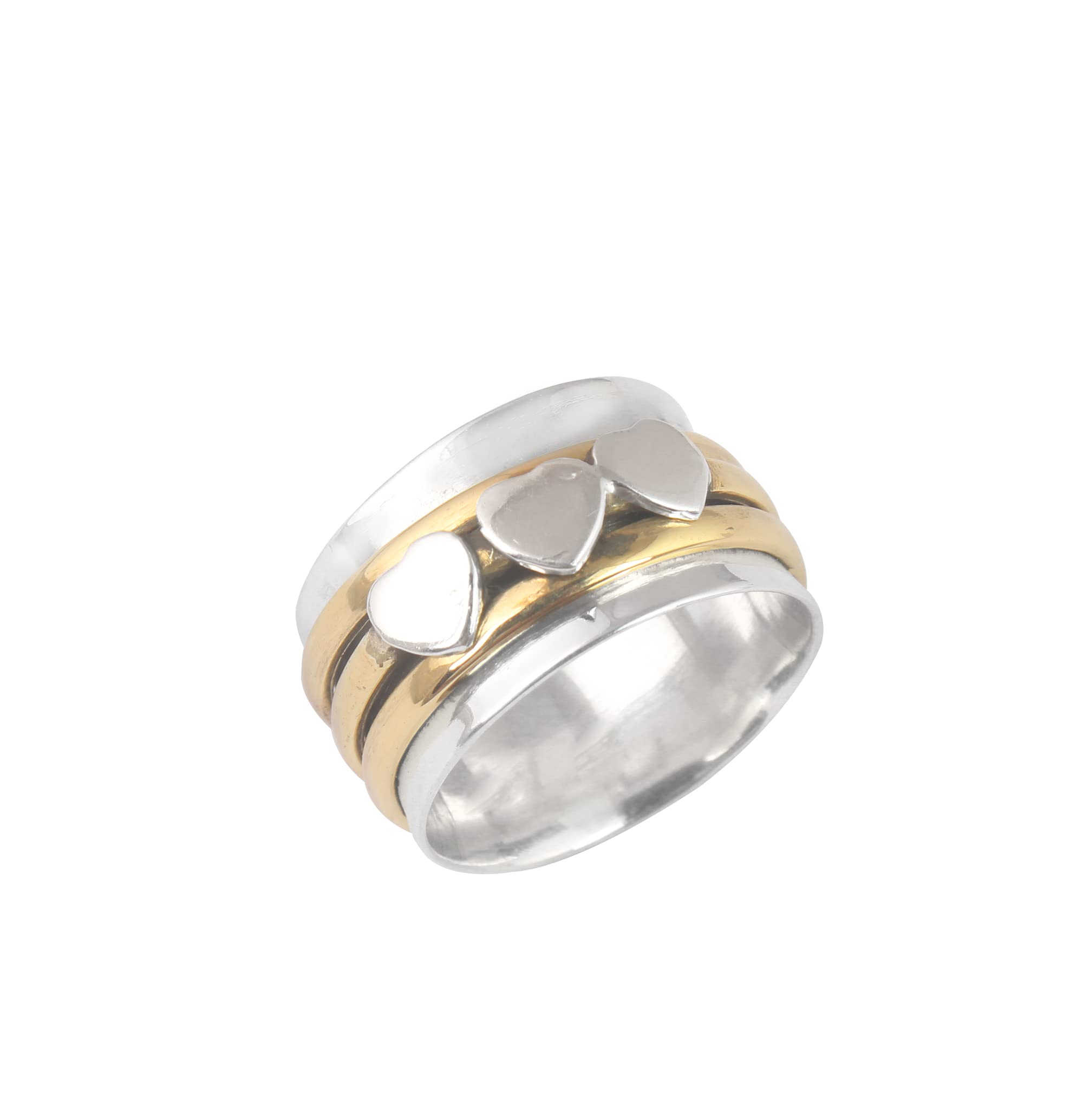 Sterling Silver Spinning Ring - Heart Spinner Meditation Ring for Couples, Love Band, Stress Relief Jewelry for Mindfulness & Relaxation | Perfect Gift for Anniversaries, Weddings & Self-Care Moments