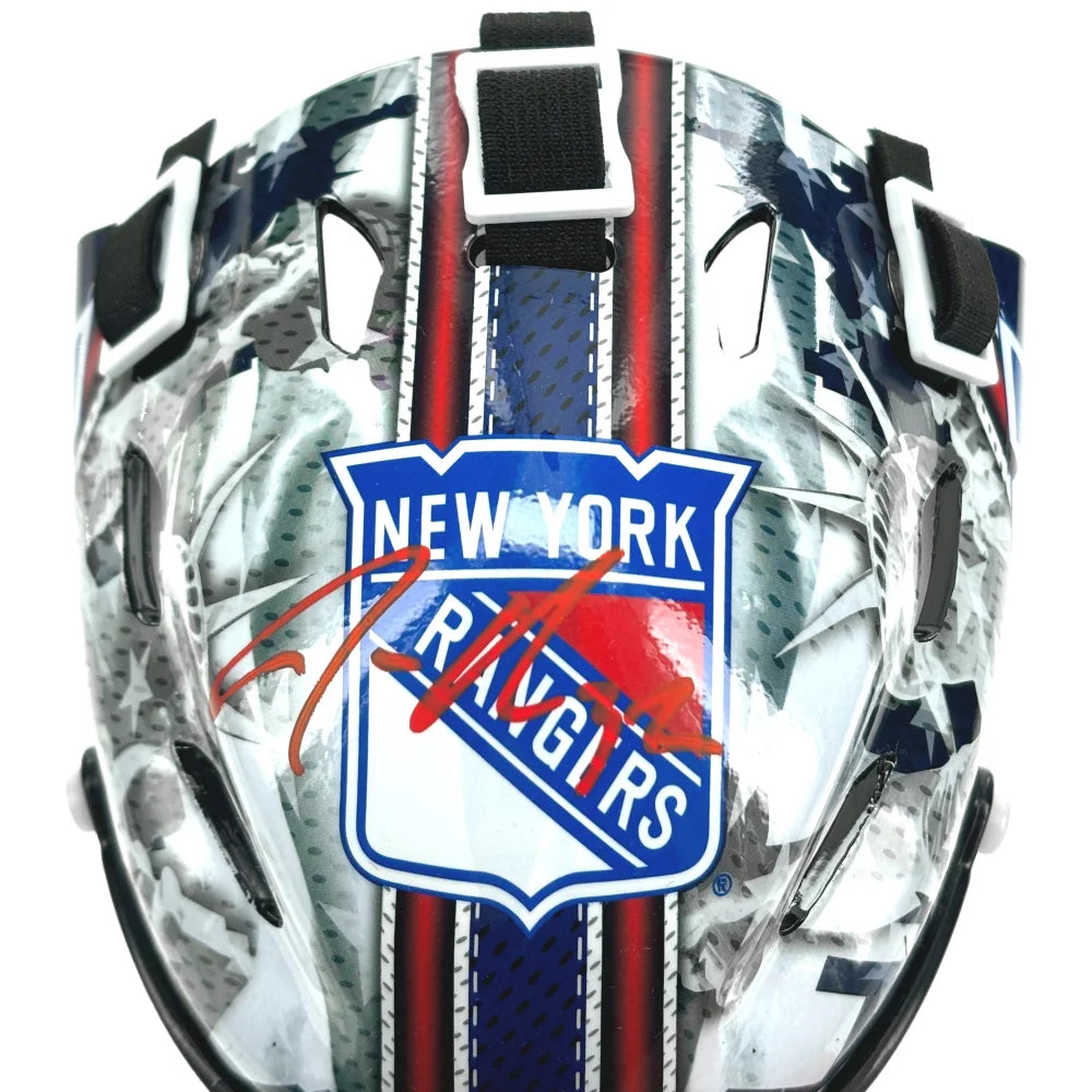 Jonathan Quick Autographed New York Rangers Mini Goalie Mask - Signed Hockey Helmet with COA & IGM Certification - Perfect for Rangers Fans, Sports Memorabilia Collectors, and Home/Office Decor