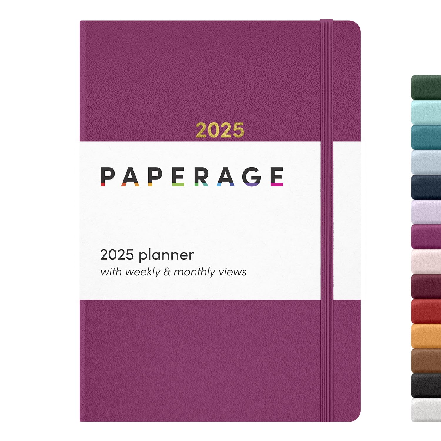 PAPERAGE 2025 Weekly & Monthly Planner Hardcover - Raspberry, 12 Month Agenda (Jan-Dec 2025), 5.7