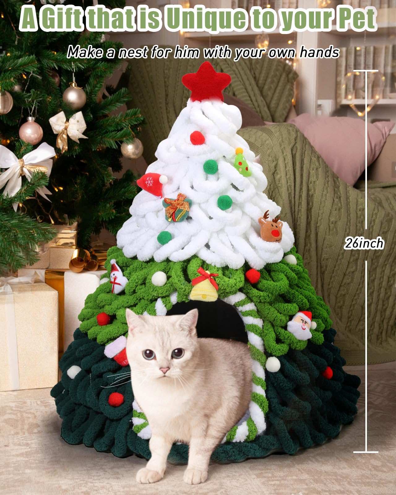 Premium DIY Cat Tree & Cozy Cat Bed Cave for Indoor Cats - 20x24 Inch Felt Cat Nest, Cat House & Perfect Gift for Cat & Dog Lovers - Great for Christmas Clearance & Home Decor