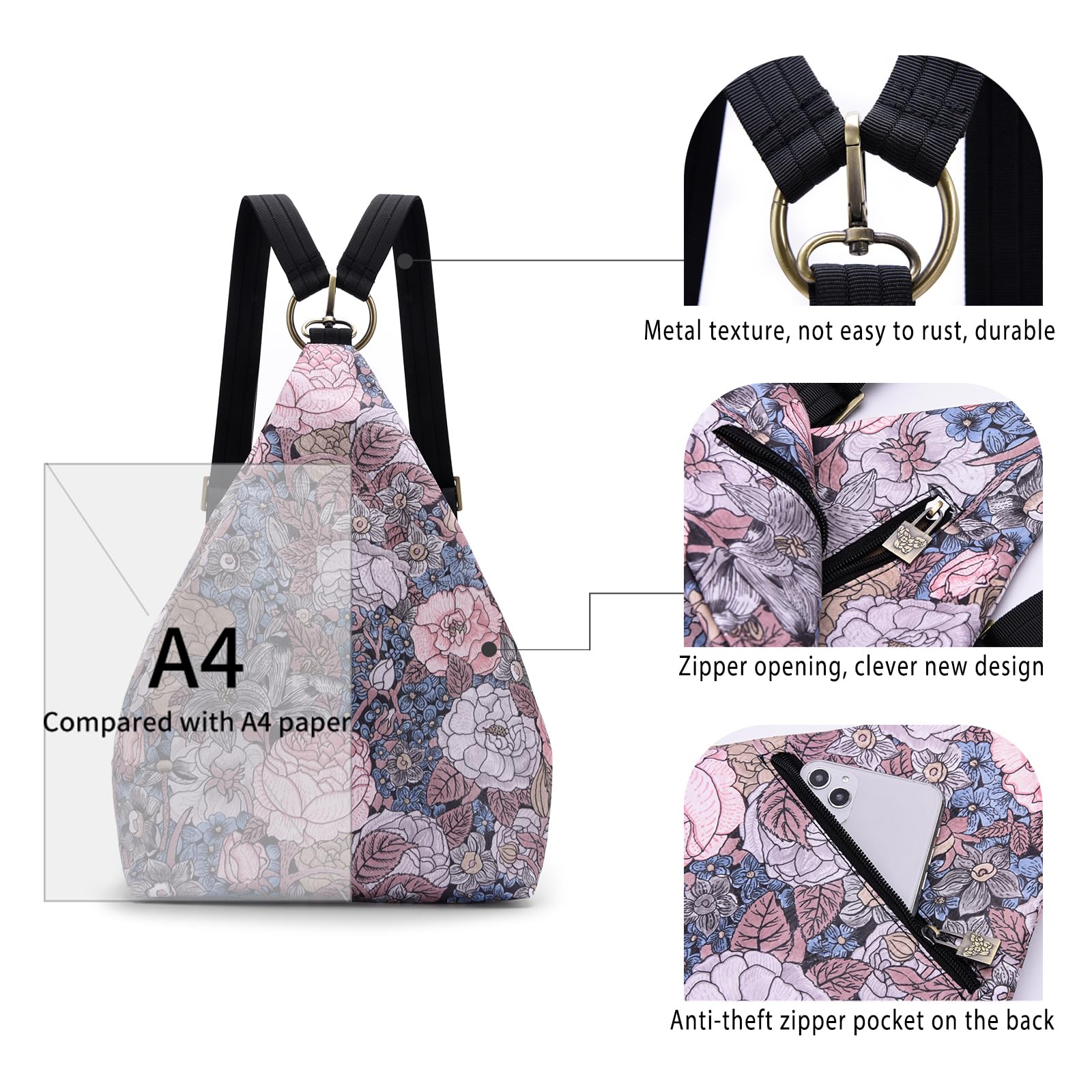 Black Butterfly Premium Women's Backpack - Stylish Bohemian Fashion Daypack, Small Casual Purse Backpack (07-Grey) | Perfect for Travel, Work & Everyday Use