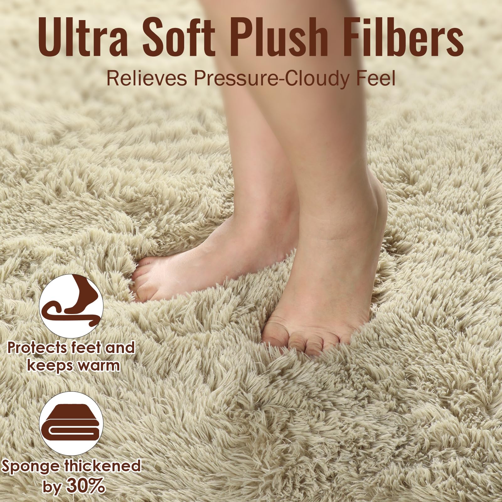 PAGISOFE Fluffy 5x7 Shag Area Rug - Ultra Soft Plush Fur Beige Carpet for Living Room, Bedroom, Nursery & Dorm Decor | Modern Fuzzy Shaggy Rug for Cozy Home & Kids Room (Indoor Use)