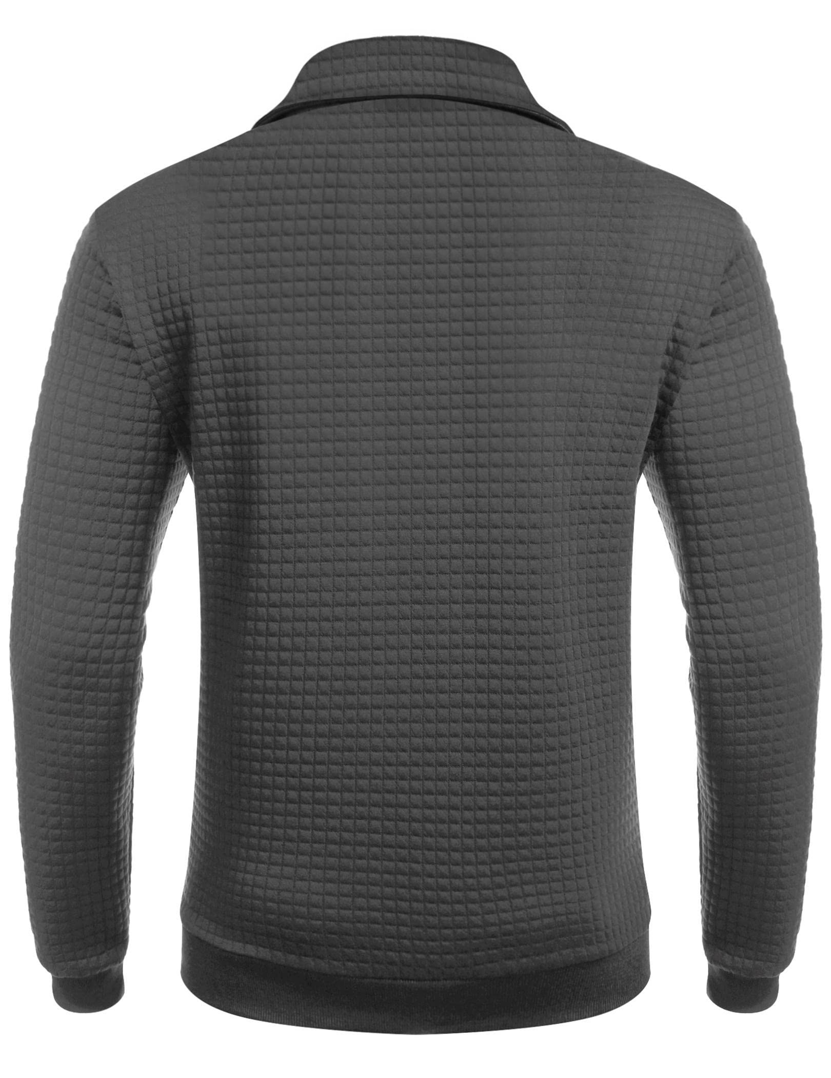 COOFANDY Men's Quarter Zip Sweatshirt - Long Sleeve Waffle Knit Pullover Hoodie with Pocket | Casual Fall Winter Layering for Outdoor Activities & Lounge Wear