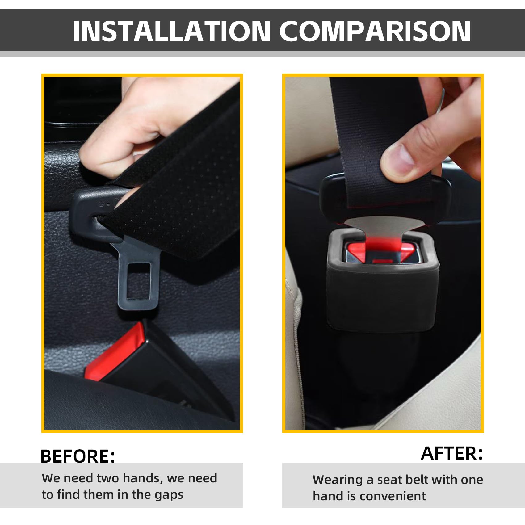 NTNEV 2PCS Silicone Seat Belt Buckle Holder - Car Seat Belt Booster for Easy Access, Stable & Upright Position - Universal Car Accessories (Black) - Perfect for Kids, Elderly & Disabled Passengers