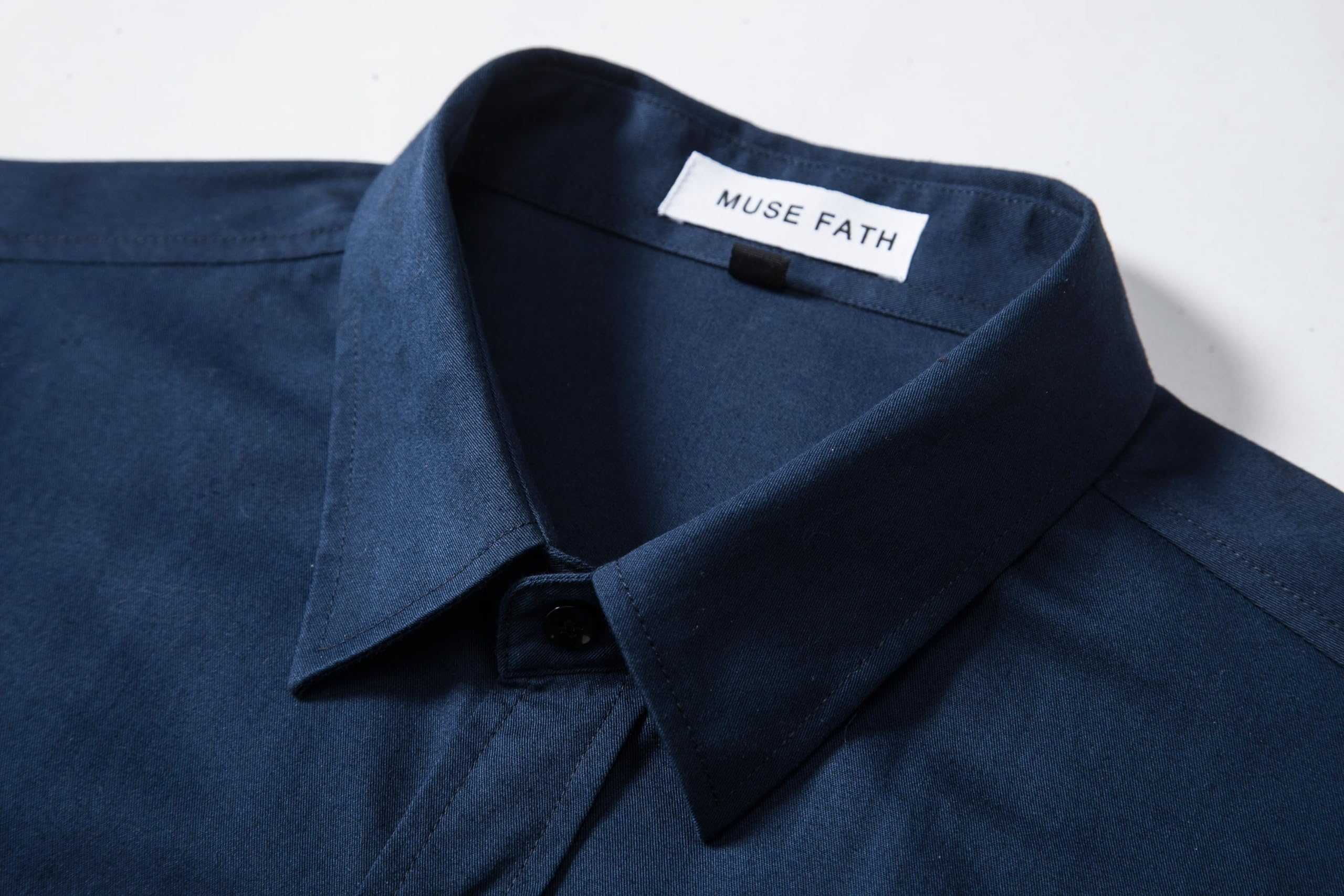 Premium MUSE FATH Men's Solid Color Dress Shirt - Slim Fit Long Sleeve Business Casual Shirt for Office, Wedding & Formal Events - Breathable Cotton Dress Shirts for Men