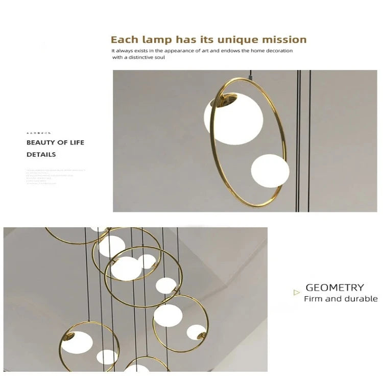 Modern Minimalist Ring Pendant Light Fixture - Sleek Ceiling Chandelier for Staircase, Hallway, Foyer & Dining Room | Dimmable LED Lighting for Contemporary Home Decor
