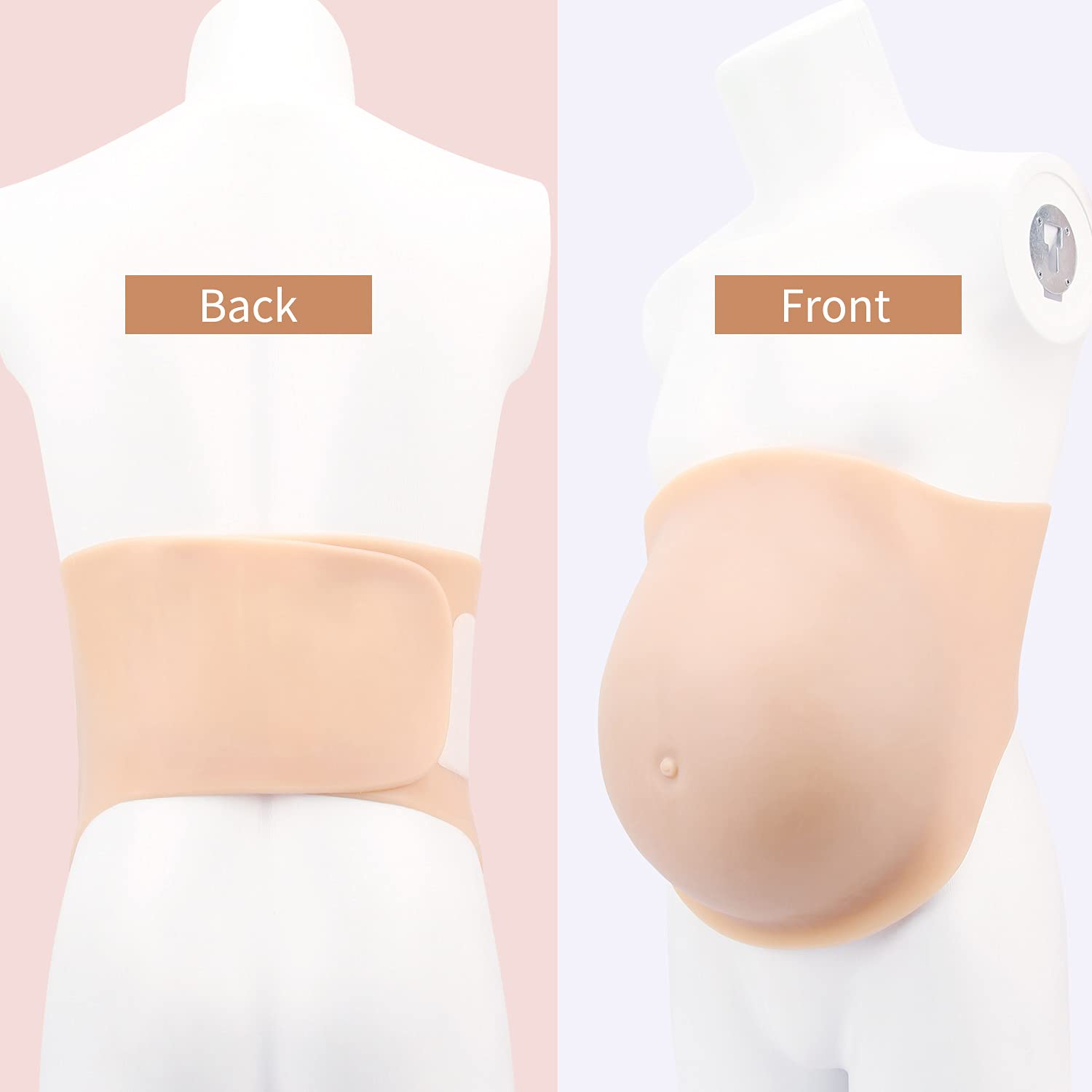 Realistic Silicone Fake Pregnant Belly - 7-8 Months Pregnancy Simulation for Halloween Costume, Theater Props, Gender Reveal Parties & Prank Gifts (Cotton Filled)