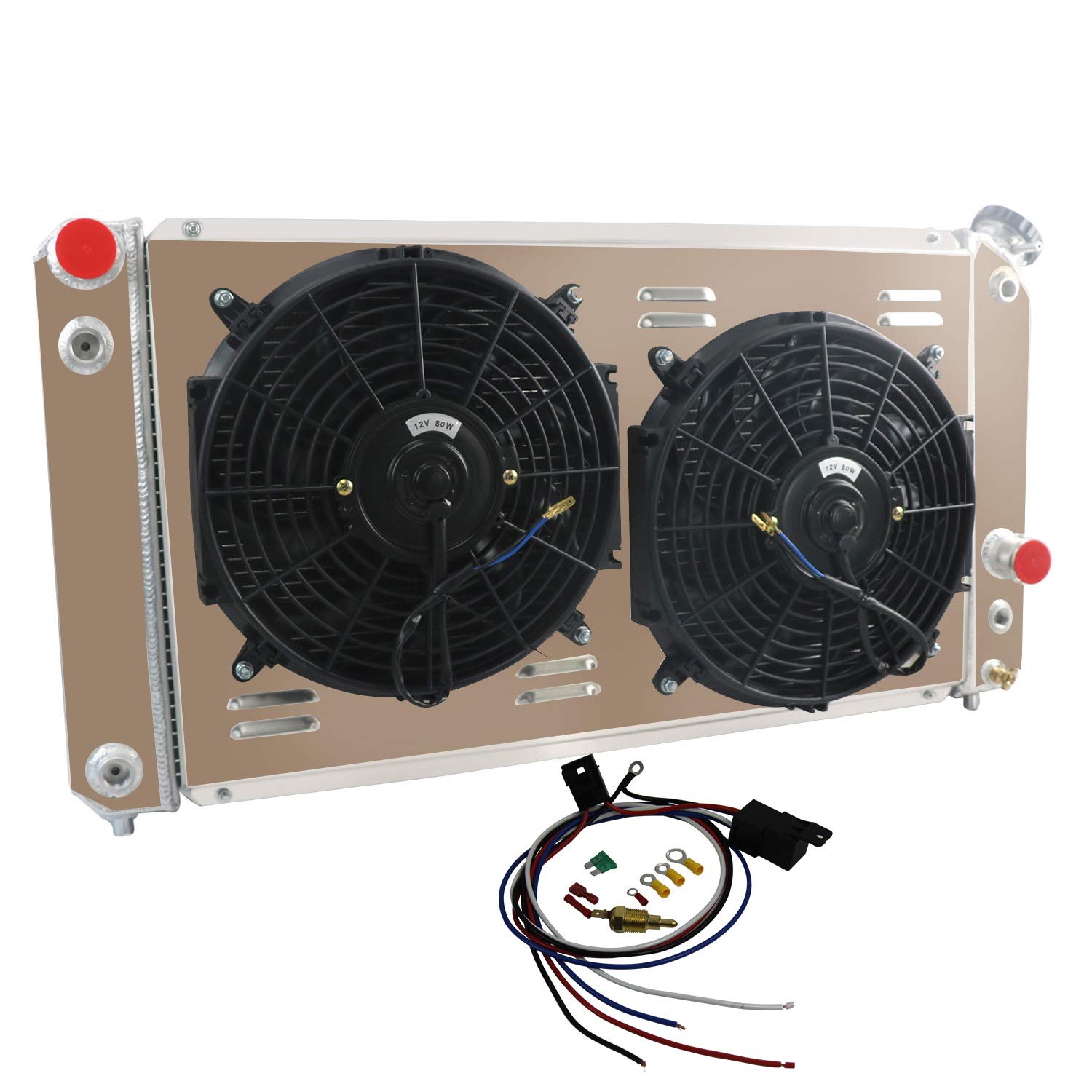 High-Performance 3-Row Radiator with Fan Shroud for 1996-2005 Chevy Blazer S10 & GMC Jimmy Envoy 4.3L V6 - Perfect for Off-Roading, Towing, and Engine Cooling Upgrades