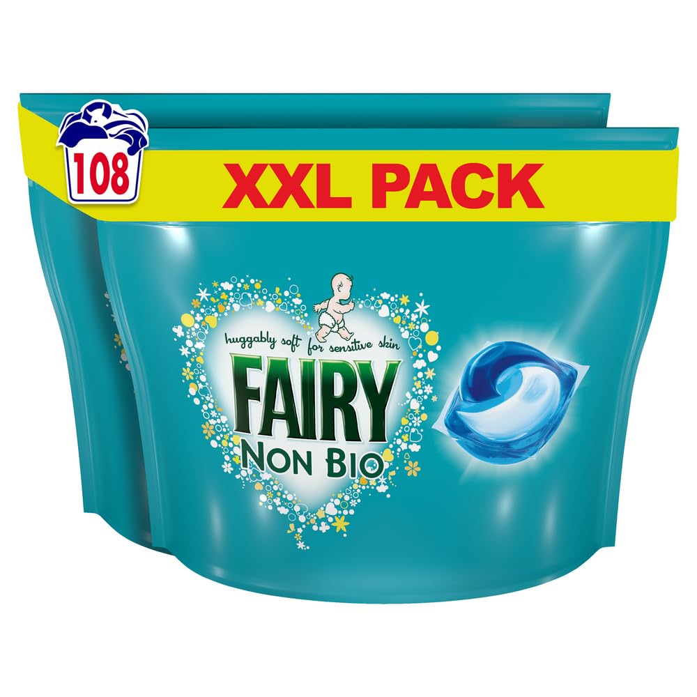 Fairy Non-Bio Laundry Detergent Pods 108 Washes (54 x 2 Pack) - Hypoallergenic & Gentle for Sensitive Skin - Perfect for Baby Clothes & Delicate Fabrics