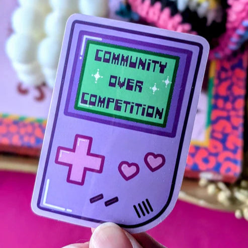 Community Over Competition Sticker - Motivational Vinyl Decal for Laptops, Water Bottles & Notebooks - Inspirational Quote for Office, School & Home Decor