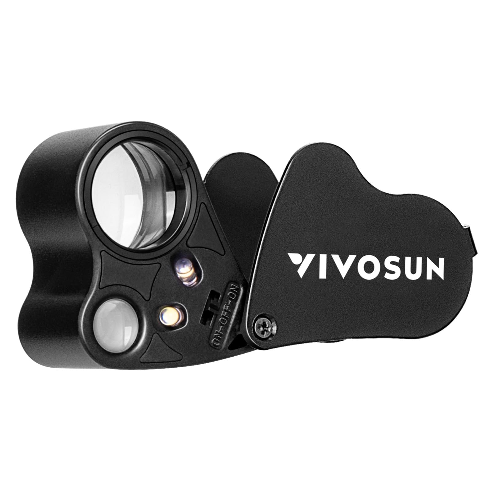 VIVOSUN 30X 60X LED Illuminated Jewelers Loupe - Foldable Magnifying Glass for Jewelry, Gems, Watches, Coins, Stamps & Antiques - Perfect for Gemologists, Collectors & Hobbyists (Black)