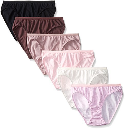 Fruit of the Loom Women's Cotton Bikini Underwear 6-Pack - Tag-Free, Breathable, Comfortable Panties in Assorted Colors (Size 5 US) - Perfect for Everyday Wear, Yoga & Lounge