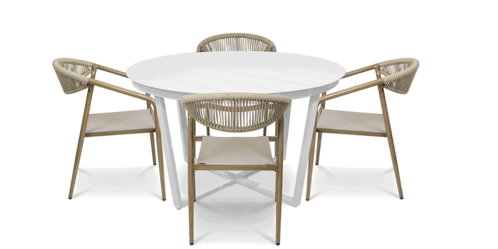 Amalfi Round 5-Piece Outdoor Dining Set with Weather-Resistant Rope Chairs - Perfect for Patio, Garden, and Backyard Entertaining