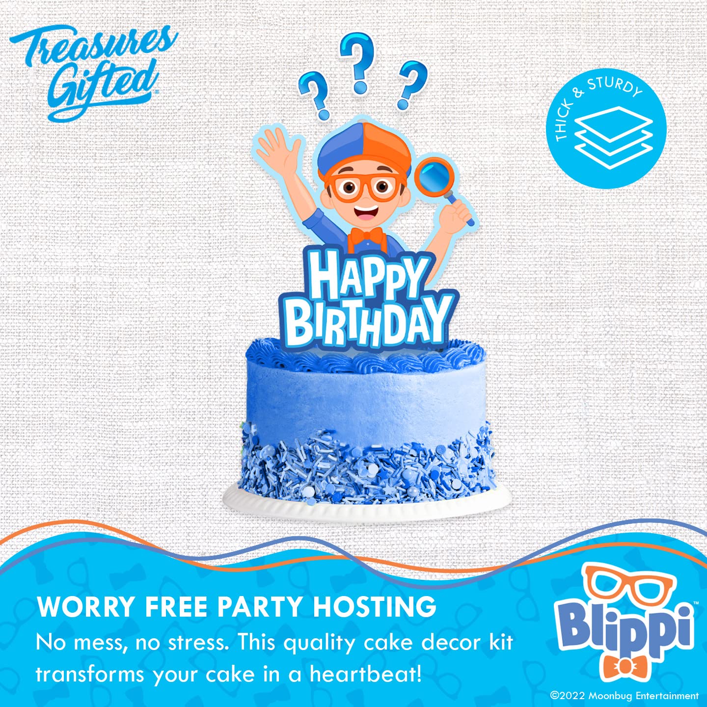 Blippi Cake Topper - Officially Licensed Blippi Birthday Cake Decorations - Blippi Party Supplies for Kids Birthday Cakes - Perfect for Blippi Themed Birthday Parties and Celebrations